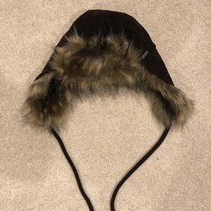 Suede Brown Fur Winter Hat